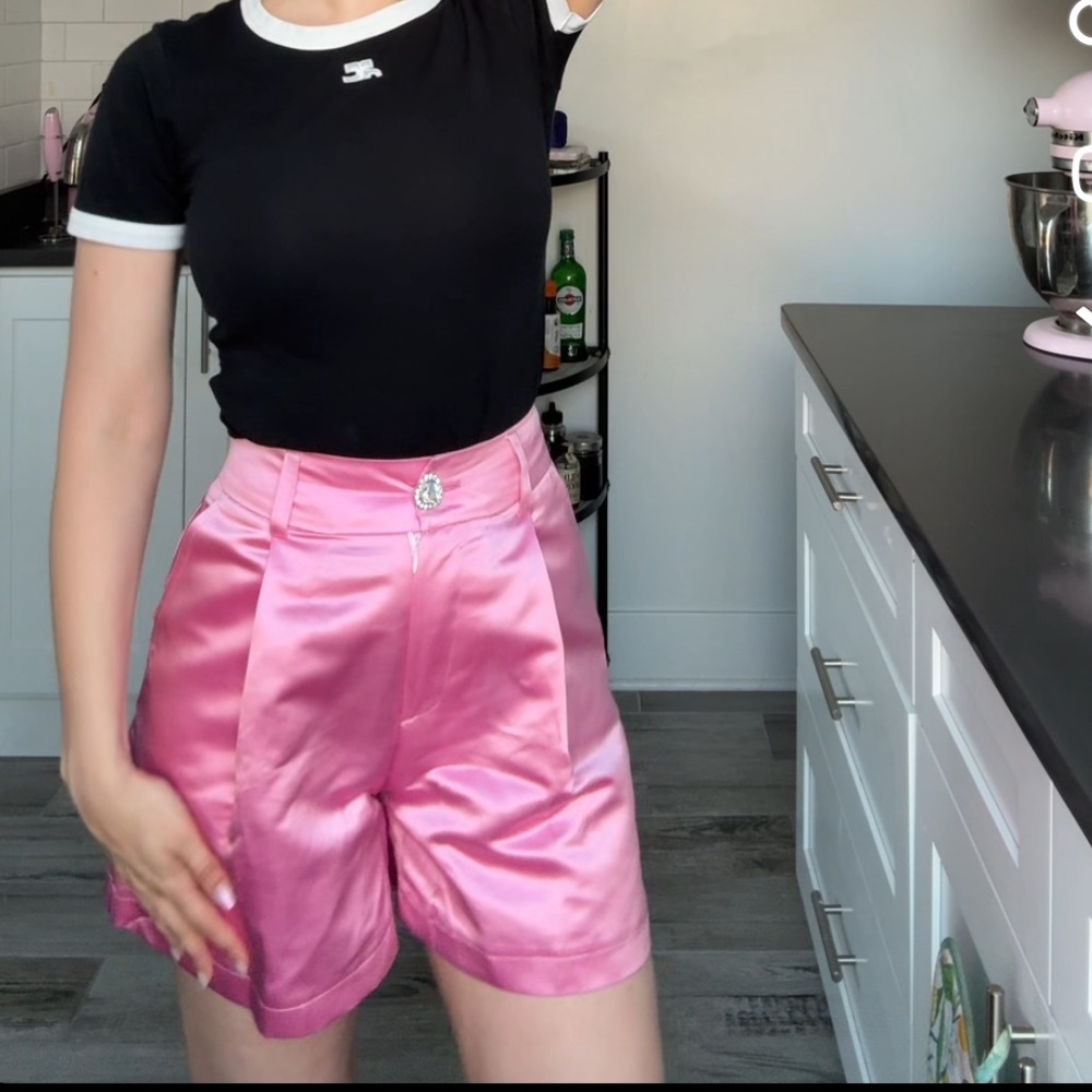 Flainer Pink Raspberry Satin Heart Shorts - Picture 6 of 7